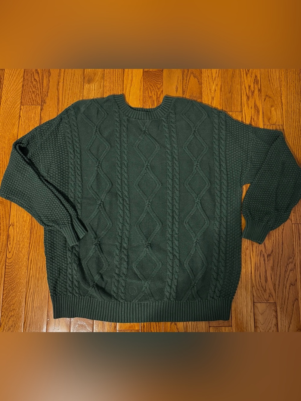 Hollister Men's Cable Crewneck Sweater - Forest Green